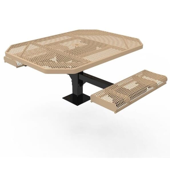 46" Octagon Pedestal Table With Rolled Seats