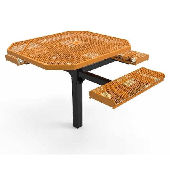 46" Octagon Pedestal Table With Rolled Seats