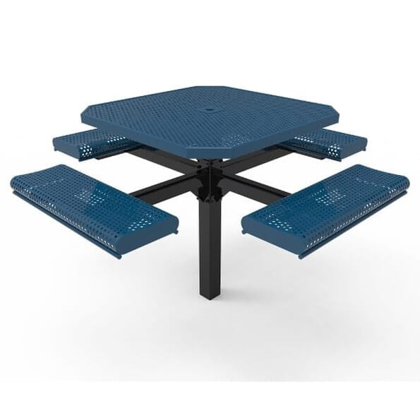 46" Octagon Pedestal Table With Rolled Seats