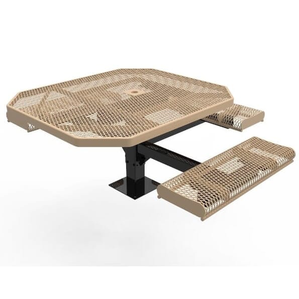 46" Octagon Pedestal Table With Rolled Seats