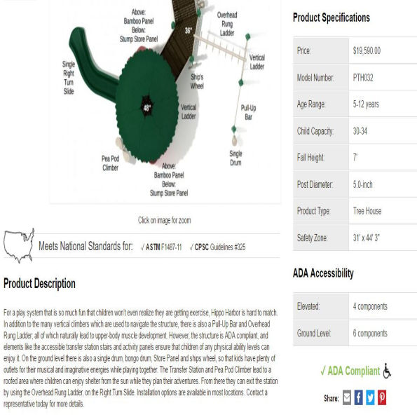 Hippo Harbor Tree House Play Structure