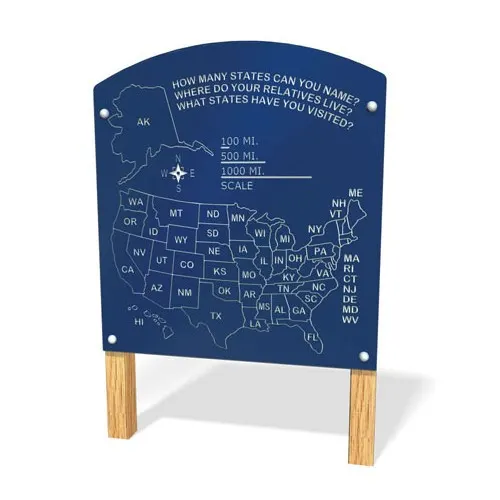 US Map Free Standing Panel