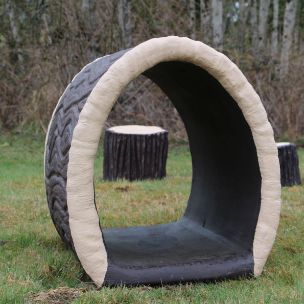 Dog Through the Log Dog Park Tunnel