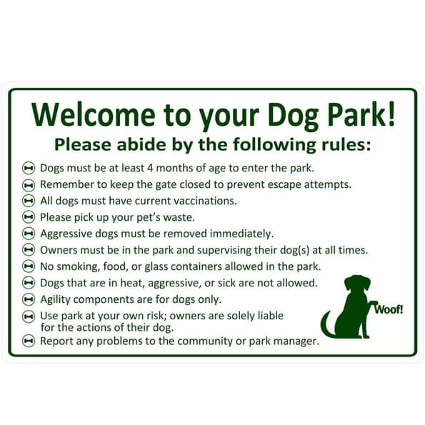 Standard Dog Park Rules Sign