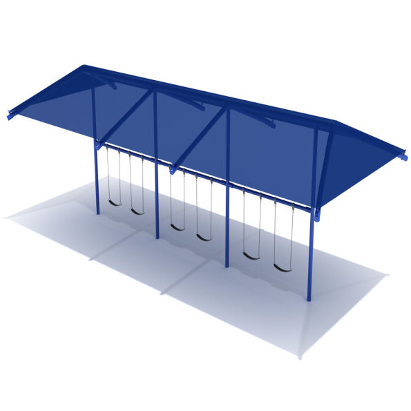 Shaded 3-Bay Single Post Swings
