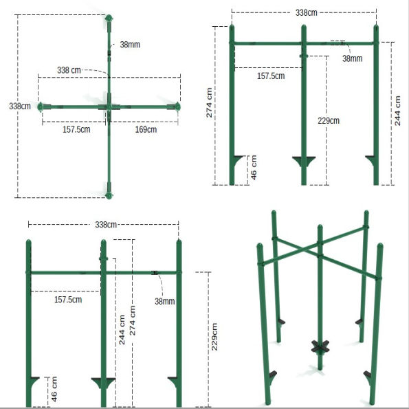 Quadruple Pull-Up Bar Unit