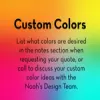 Custom Colors: Please refer to the “choose custom structure color” link on the product page to choose your custom metal and plastic colors for each component. Then, list the colors in the 