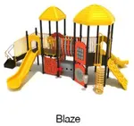 Blaze Color Scheme: Posts- Matte Black; Rails/Roofs/Climbers/Slides- Sunglow Yellow; Panels- Orange