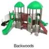 Backwoods Color Scheme: Posts- Brown; Rails- Sand Dollar; Panels- Beige, Roofs/Slides- Primary Green; Climbers- Brown