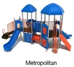 Metropolitan Color Scheme: Posts- Silver; Rails/Climbers- Orange; Roofs/Slides/Panels- Pacific Blue