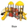 Blaze Color Scheme: Posts- Matte Black; Rails/Roofs/Climbers/Slides- Sunglow Yellow; Panels- Orange