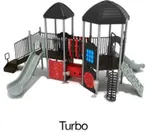 Turbo Color Scheme: Posts- Sliver; Rails/Roofs/Panels- Black; Climbers/Slides- Gray; Tubes/Bridge- Brick Red