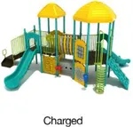 Charged Color Scheme: Posts/Slides/Climbers- Teal; Rails- Lime Green; Roofs/Panels- Sunglow Yellow