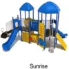 Sunrise Color Scheme: Posts- Cobalt Blue; Roofs/Slides- Pacific Blue; Rails- Sand Dollar; Panels/Climbers- Sunglow Yellow