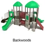 Backwoods Color Scheme: Posts- Brown; Rails- Sand Dollar; Panels- Beige, Roofs/Slides- Primary Green; Climbers- Brown