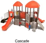 Cascade Color Scheme: Posts- Brown; Rails- Sand Dollar; Climbers/Panels- Beige; Slides/Roofs- Orange