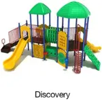 Discovery Color Scheme: Posts- Cobalt Blue; Rails- Brick Red; Slides/Panels- Sunglow Yellow; Roofs/Climbers- Primary Green