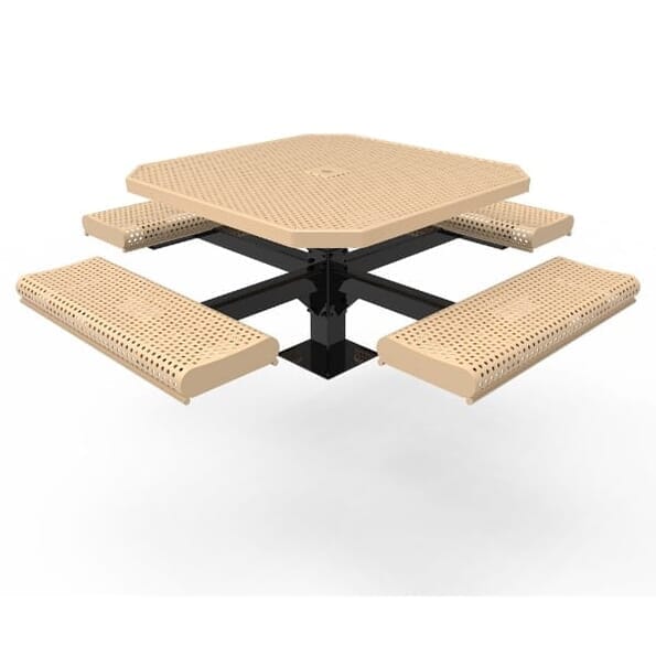 46" Octagon Pedestal Table With Rolled Seats