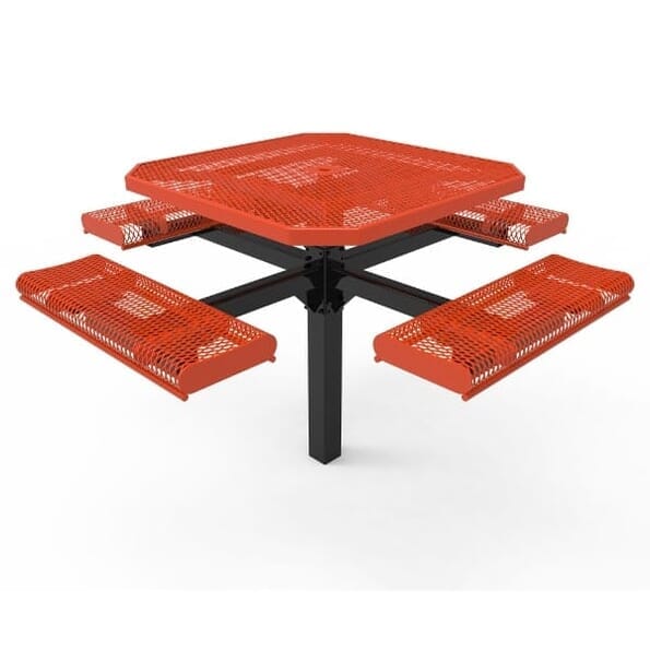 46" Octagon Pedestal Table With Rolled Seats